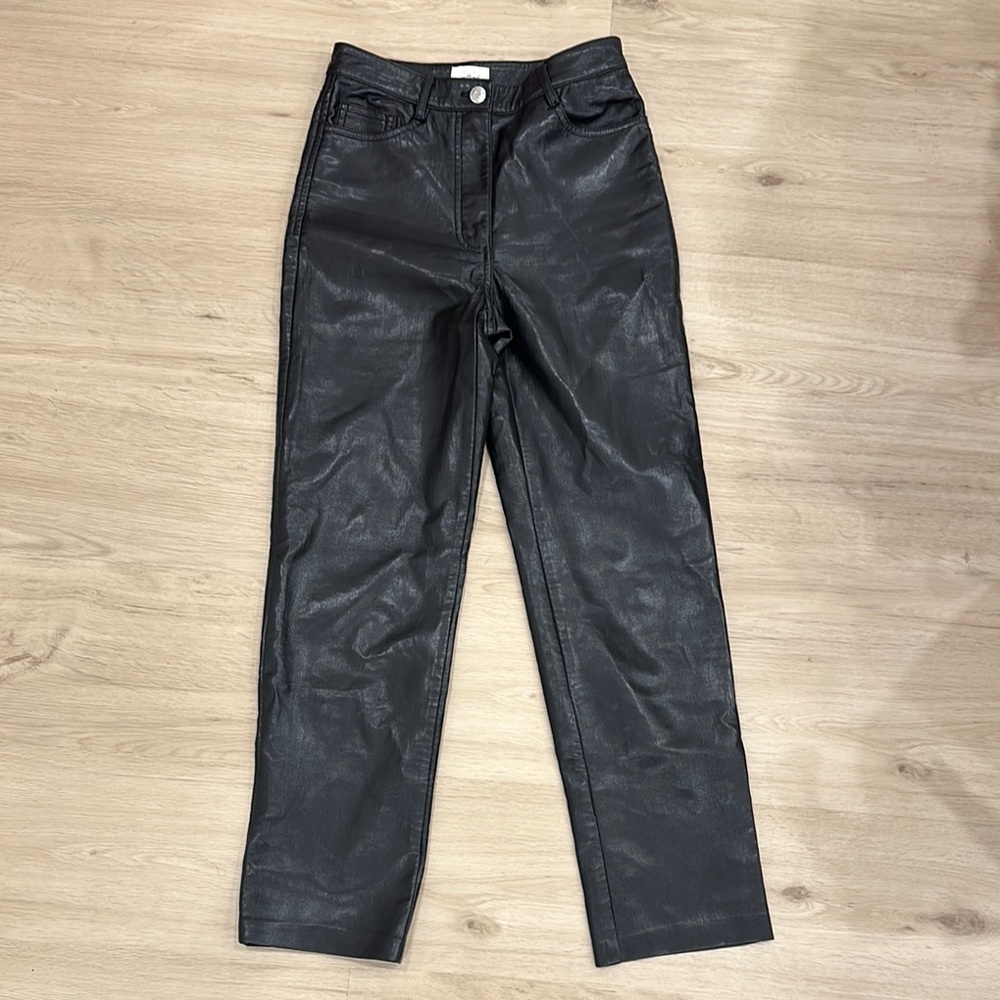 Wilfred Melina Black Straight Leg Leather Pants